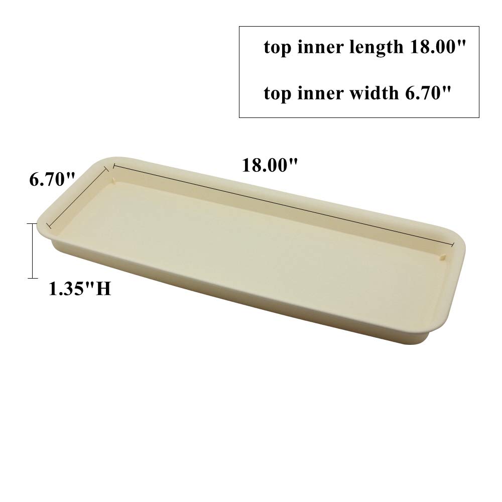 BangQiao 18 Inch Plastic Rectangular Planter Pot Saucer Tray - Set of 3, Beige - Drainage Tray for Indoor Outdoor Plants, Garden, Patio, Balcony Decor