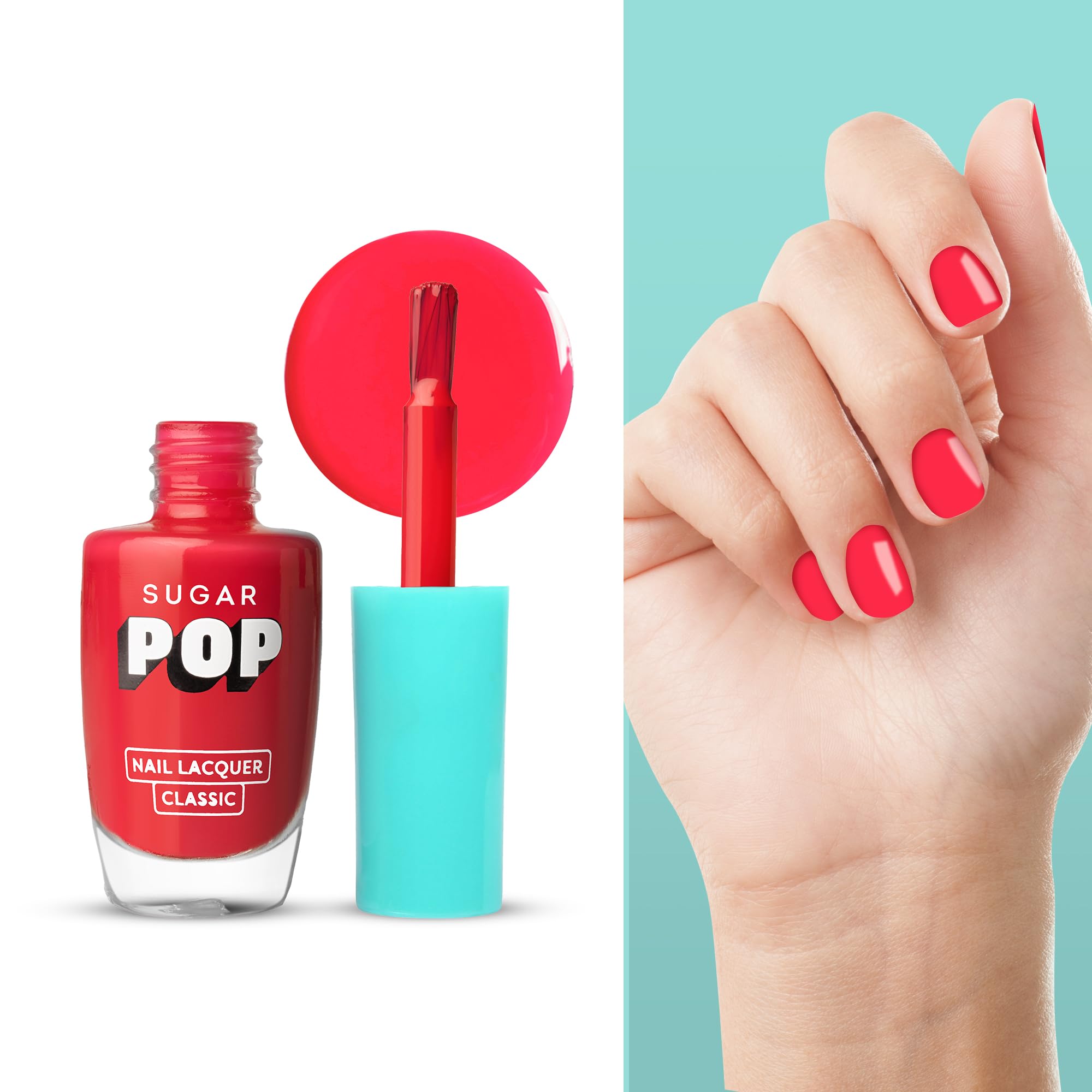 SUGAR POP Glossy Finish Nail Polish Set - 13 Red Alert & 15 Bold Please (10ml x 2) - Long Lasting Nail Lacquer for Women - Perfect for Parties, Weddings & Everyday Wear