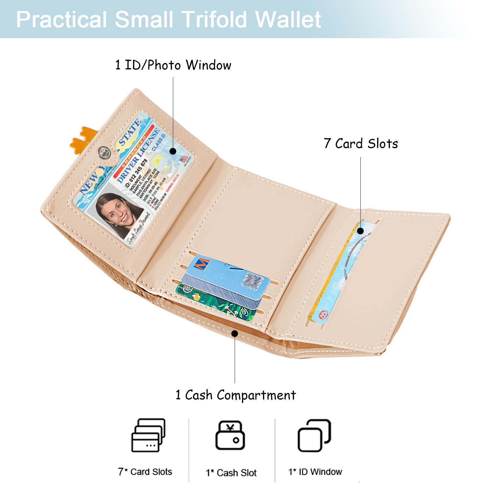 Sunwel Fashion Girls Cute 3D Duck Mini Folding Wallet - Small Slim RFID Blocking Wallet with ID Window & Card Slots for Women | Perfect for Everyday Use, Travel, and School