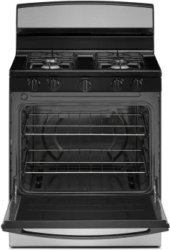 Amana AGR4203MNS 30 Inch Gas Range with Easy Clean Glass Door - Stainless Steel, 4 Burners, Convection Oven - Perfect for Home Kitchen, Baking & Family Cooking