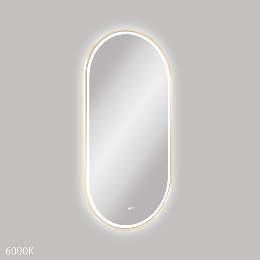 Fienza LED60120FPUB Empire LED Urban Brass Framed Bathroom Mirror 24x48 Inches - Modern Vanity Mirror with LED Lighting for Bathroom, Bedroom, and Dressing Room