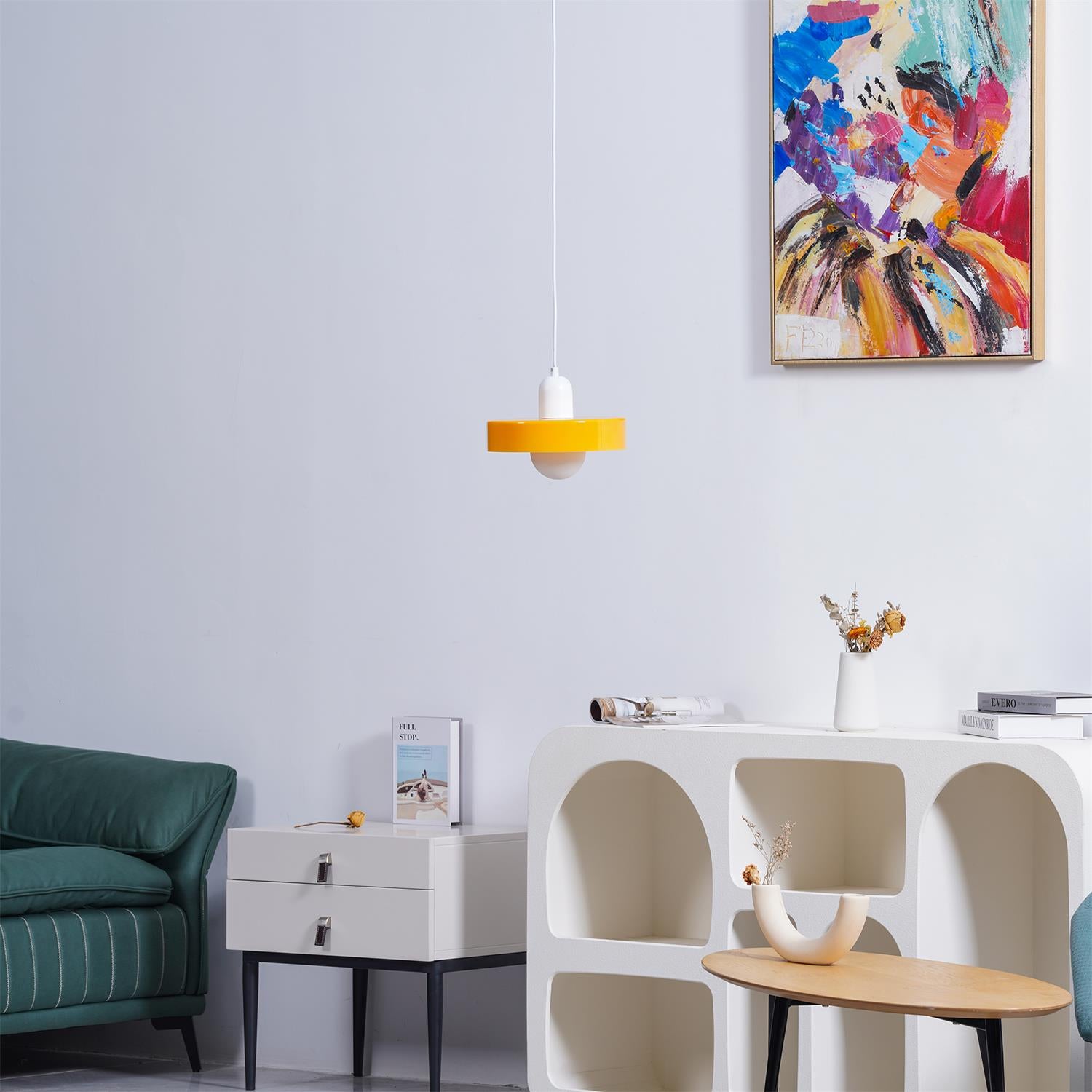 Modern Disc Orb Pendant Light Fixture - Sleek Minimalist Ceiling Lighting for Dining Room, Kitchen, Bedroom & Living Room Decor