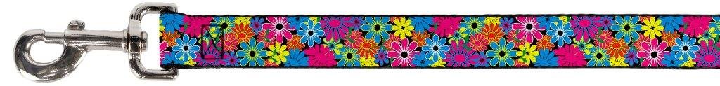 Buckle-Down Flower Blossom Pet Leash - 6ft Long, 1.5in Wide - Durable Dog Walking Lead for Small to Medium Dogs - Perfect for Daily Walks, Hiking & Outdoor Adventures