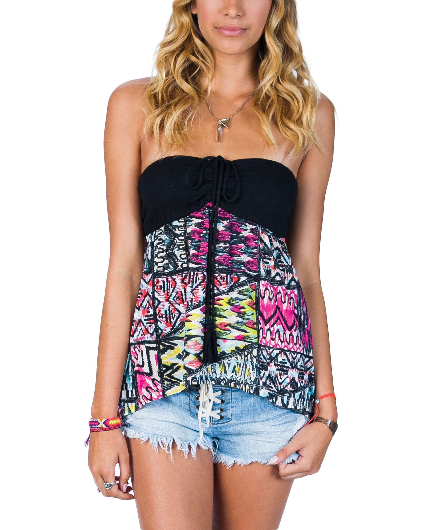 Billibong Smooth Move Off Black Multi-Colored Junior's Halter Top for Girls - Breathable & Comfortable Beachwear for Summer, Pool Parties & Vacations (Small)