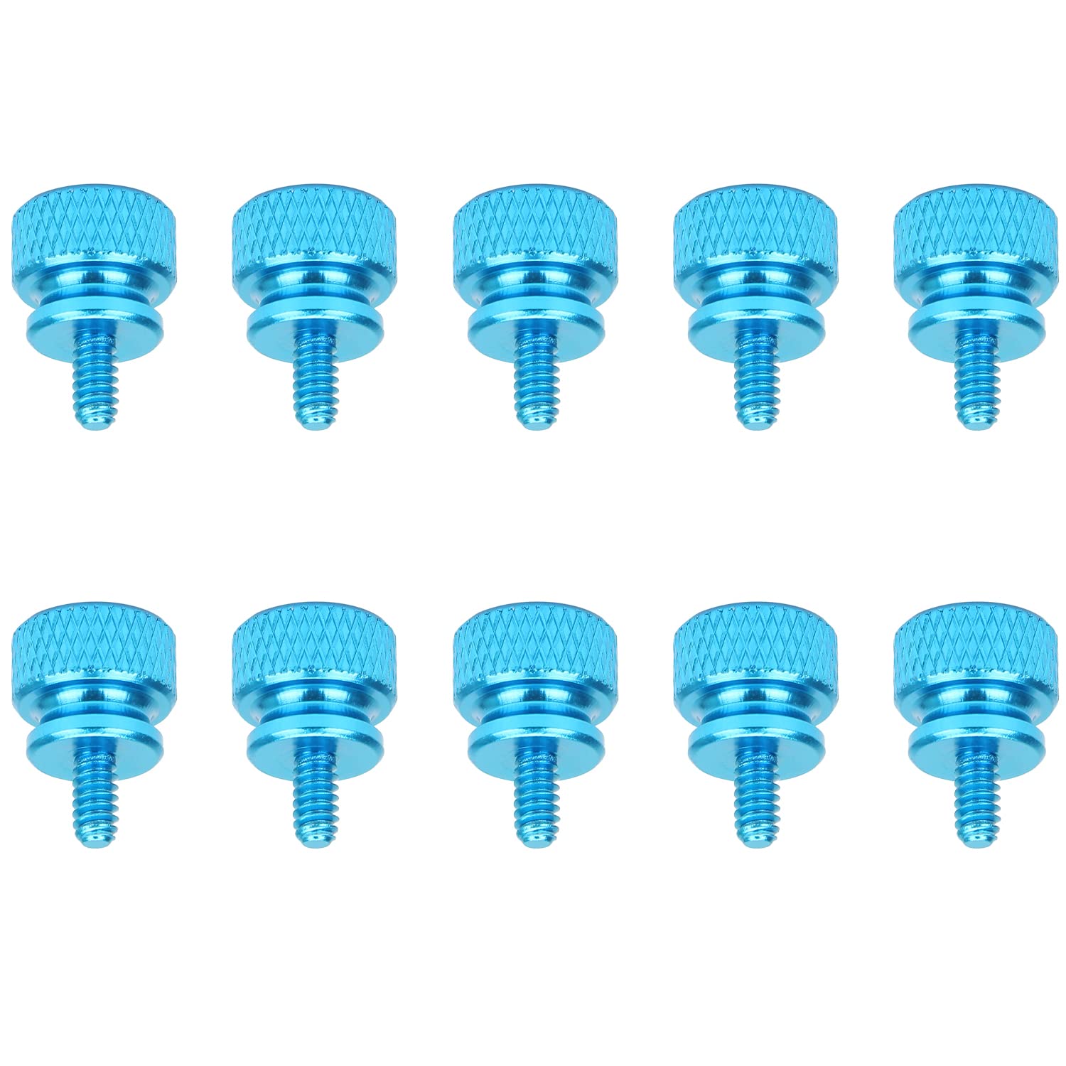 10-Pack Lake Blue Anodized Aluminum Thumb Screws 6-32 Thread for Computer Case, Cover, Power Supply & Hard Drives - Secure PC Build & Easy Maintenance