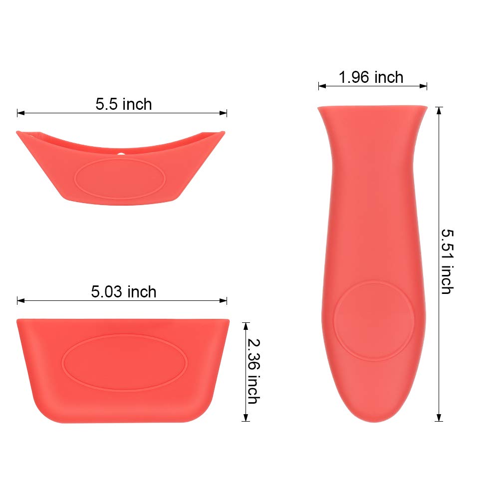 Heat Resistant Silicone Pot Handle Covers - 3 Pack Non-Slip Hot Handle Holders for Cast Iron Skillets, Metal Pans & Aluminum Cookware (Red) - Perfect for Cooking, Grilling & Kitchen Safety
