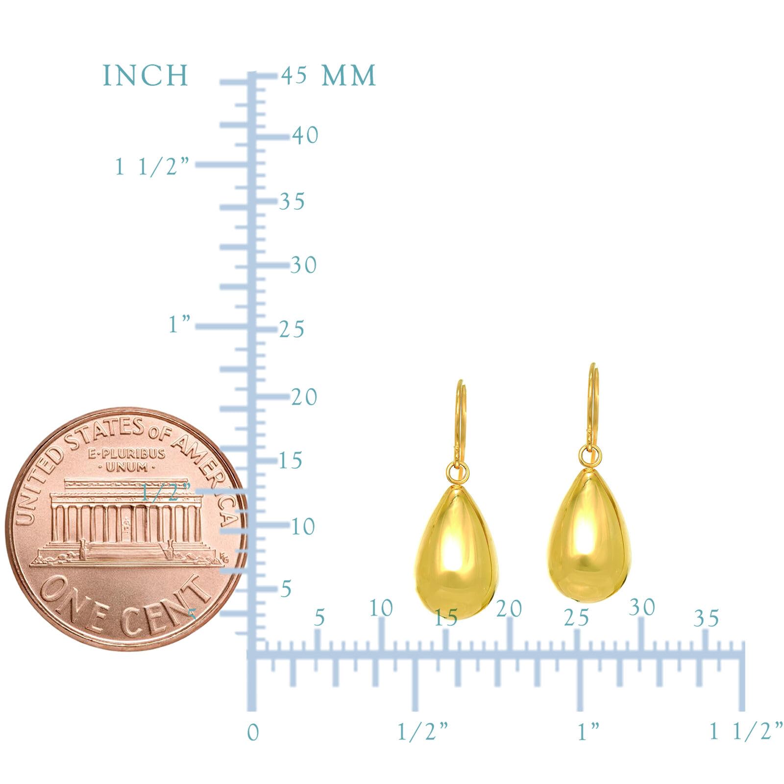 14K Yellow Gold Tear Drop Earrings for Women - Elegant Dangle Earrings for Wedding, Party & Special Occasions