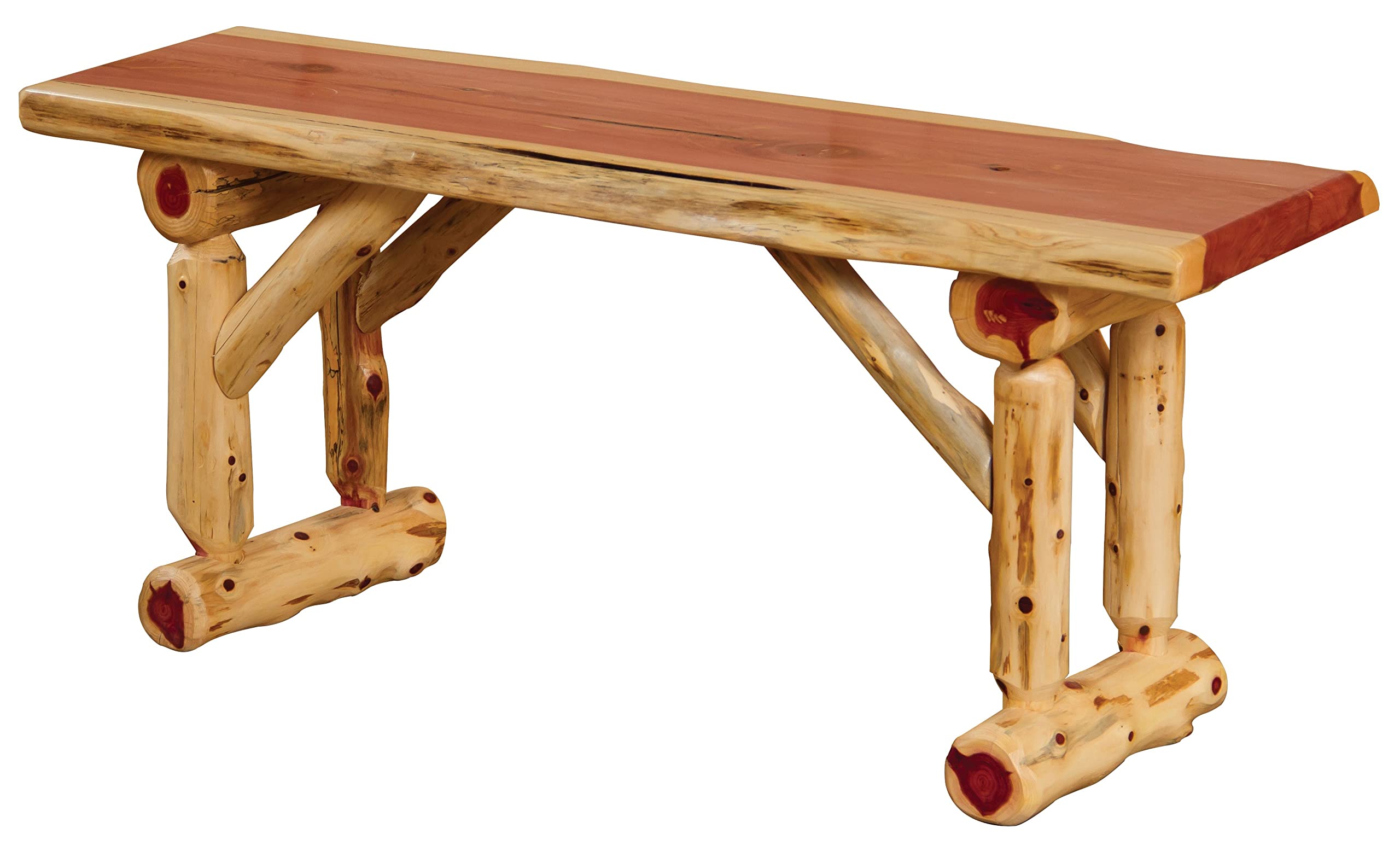 Handcrafted Red Cedar Log Dining Bench 3.5 Feet - Rustic Solid Wood Furniture for Kitchen, Dining Room & Outdoor Patio - Furniture Barn USA