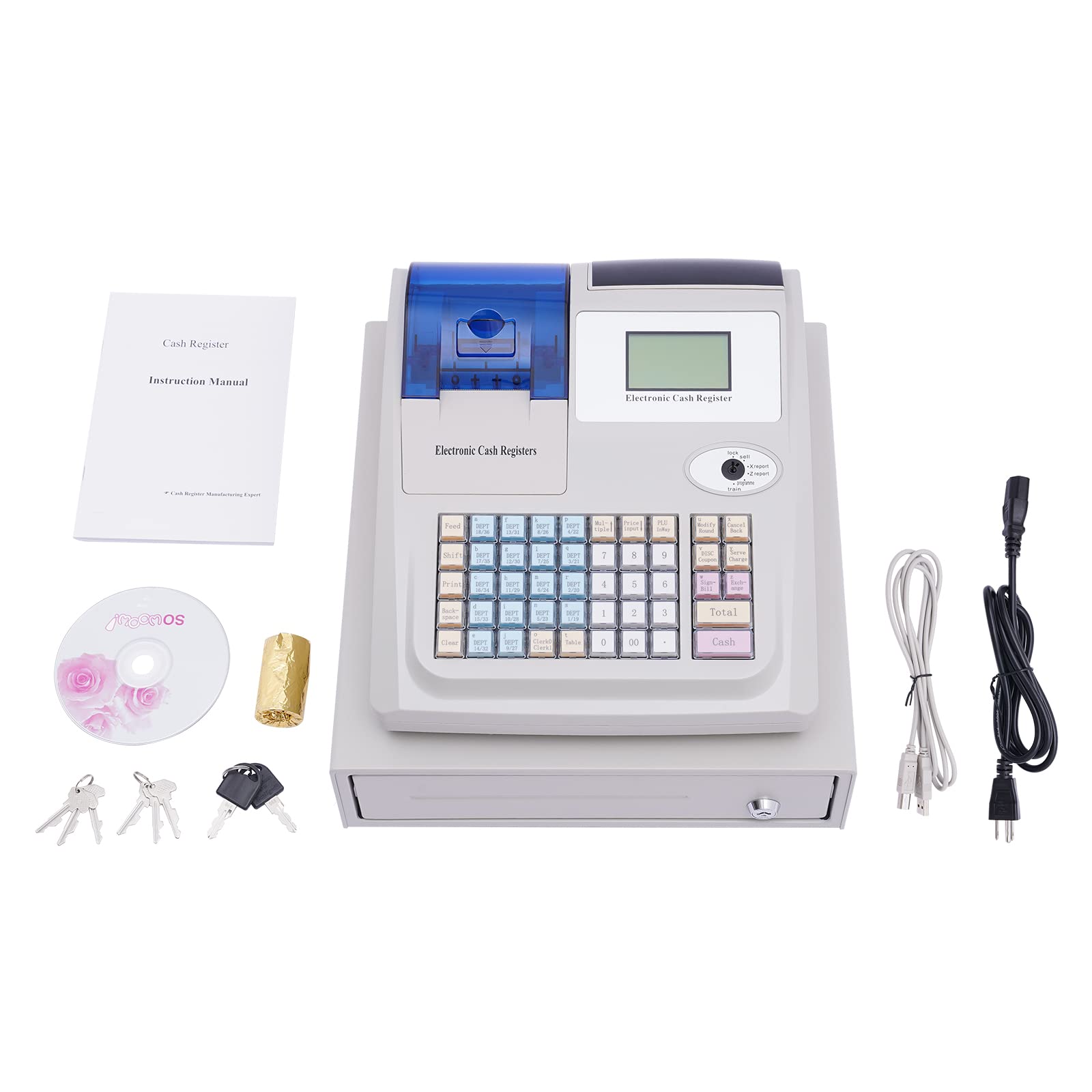 Electronic Cash Register for Small Business - Retail Store & Restaurant POS System with LCD Display, Barcode Scanner, Receipt Printer & Money Drawer | Compatible with Price Scale | Perfect for Quick Checkout & Inventory Management