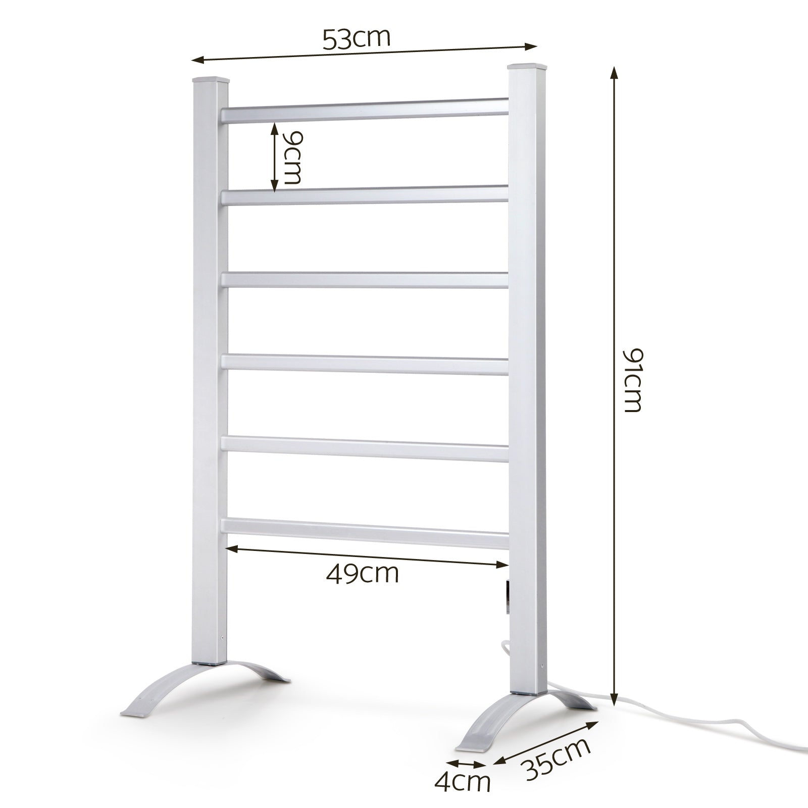 Devanti 6-Bar Electric Heated Towel Rail - Freestanding Bathroom Warmer & Clothes Dryer for Spa, Luxury Home & Hotel Use