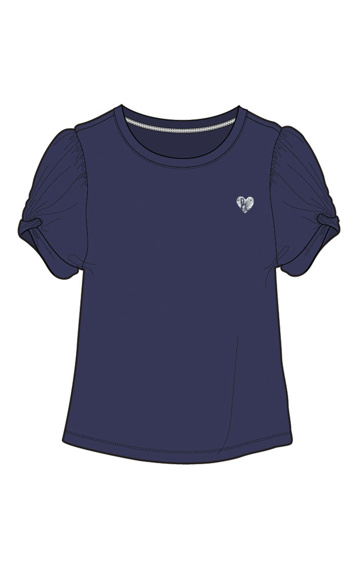 Navy Blue Twisted Sleeve T-Shirt for Women - Trendy Casual Tee for Everyday Wear, Outings & Street Style Fashion