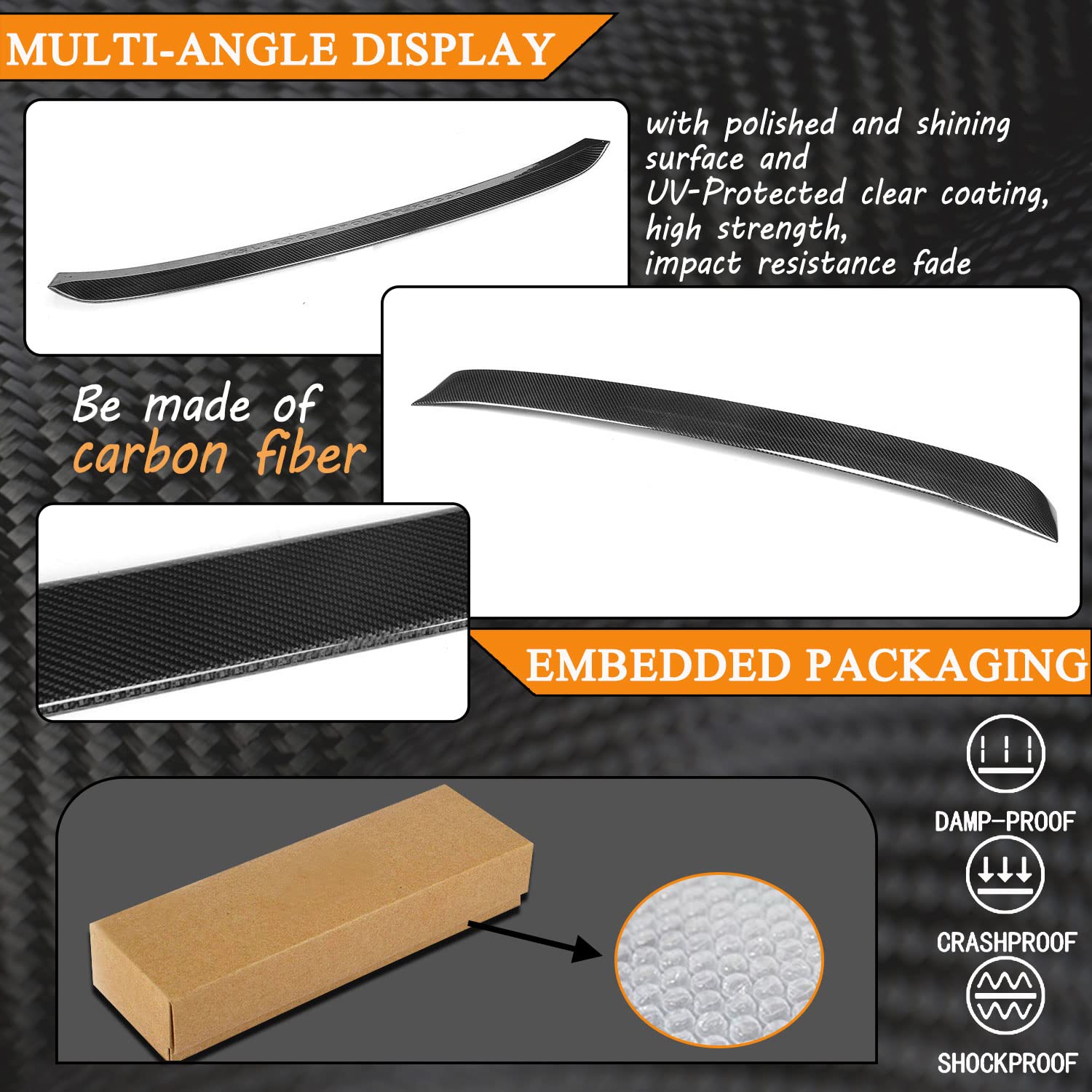 Carbon Fiber Rear Roof Spoiler for Infiniti G25 G35 G37 Sedan 2006-2013 - High Gloss CF Roof Wing Lip - Enhances Aerodynamics & Sporty Style - Perfect for Car Enthusiasts & Custom Builds