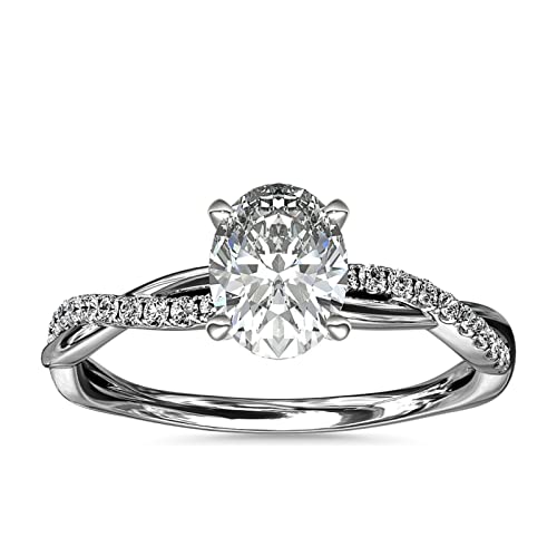 14K White Gold Oval Moissanite Engagement Ring - Elegant Twisted Wedding Band for Women, Perfect Anniversary Gift for Her | Ideal for Proposals, Weddings & Special Occasions