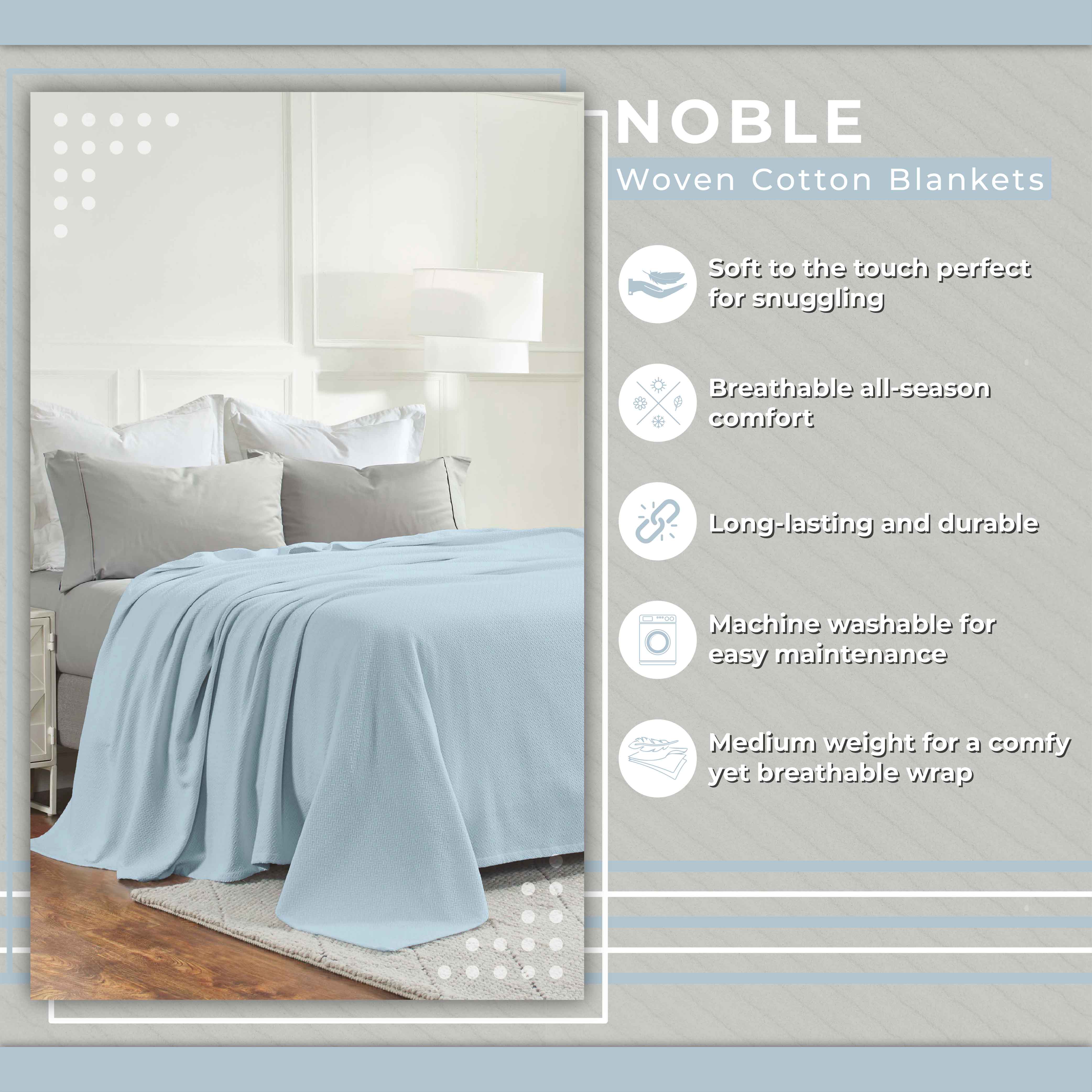 Premium Nobel Cotton Textured Chevron Lightweight Woven Blanket - Soft & Breathable Throw for Sofa, Bed, and Outdoor Picnics - Cozy Home Decor & Travel Companion