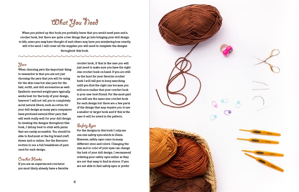 Brown Crochet Doll Patterns - Customizable DIY Amigurumi Doll Kit for Kids & Adults | Perfect for Gifts, Home Decor & Playtime