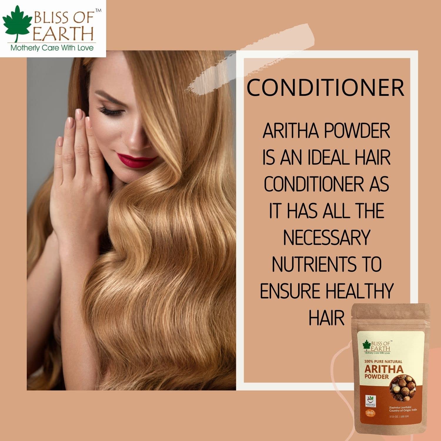 Bliss of Earth 100% Pure Reetha Powder (100g) | Natural Aritha Powder for Hair Cleansing | Chemical-Free Shampoo Alternative for Silky, Gorgeous Hair | Perfect for Ayurvedic Hair Care & Natural Beauty Routines
