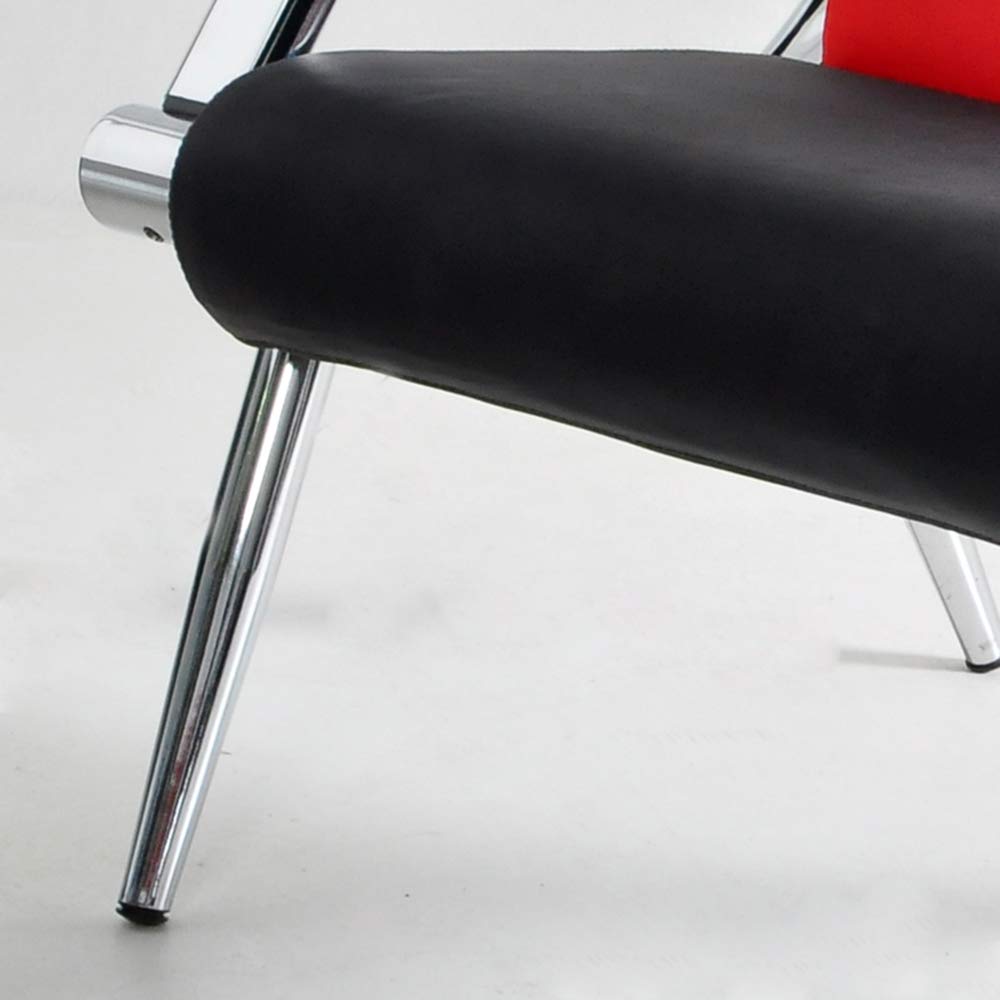 Orange & Black 3-Seat Office Reception Chair - PU Leather Waiting Room Bench for Visitor Guest Sofa - Perfect for Airport, Clinic, Lobby & Hotel Waiting Areas