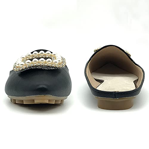 Sparkly Rhinestone Mules for Women - Pointed Toe Slip On Dress Shoes | Comfortable Backless Loafers & Slides for Parties, Weddings & Office Wear