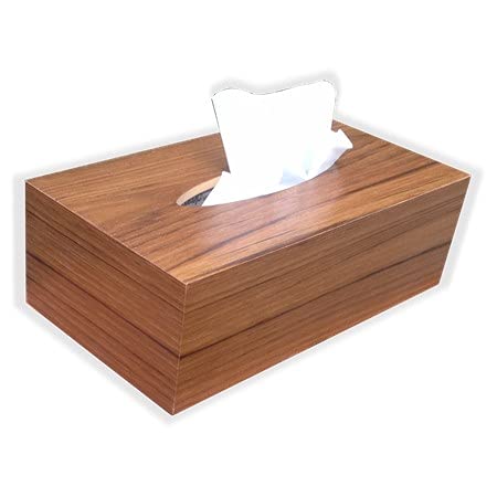 Premium Teak Tissue Box Cover Holder - Fits Kleenex Flat Box & Rectangular Tissues with Secure Bottom Base | Elegant Home & Office Decor for Living Room, Bedroom, Bathroom