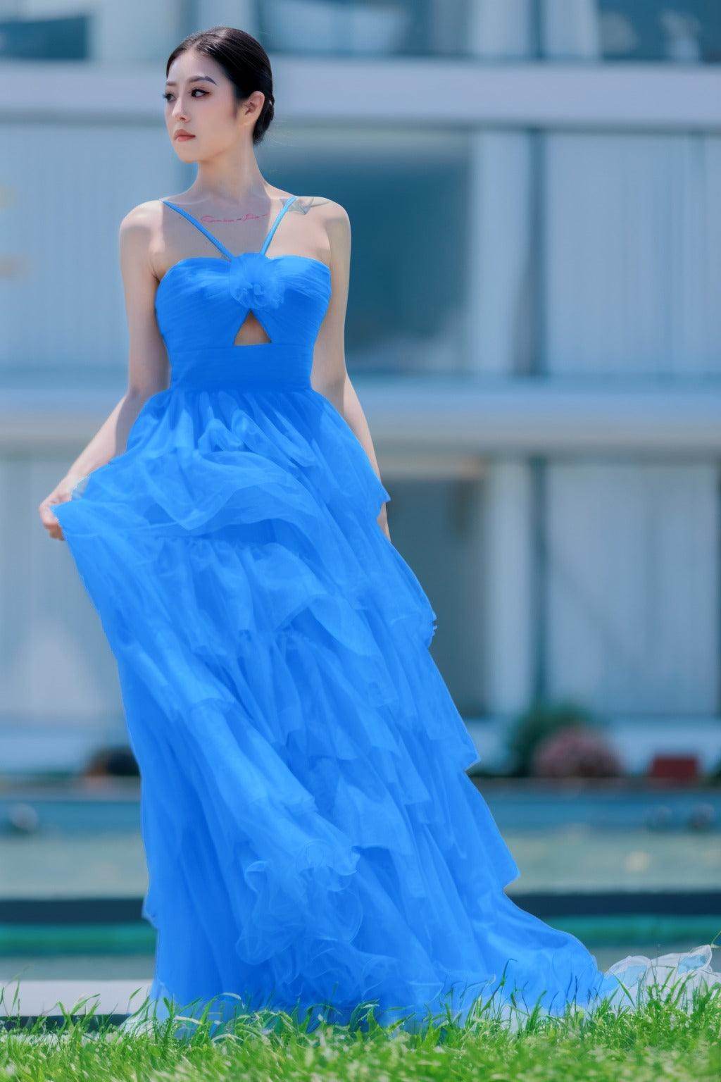 Elegant Princess Sweep Brush Train Tulle Prom Dress CS0493 - Perfect for Homecoming, Ball Gown, and Formal Events
