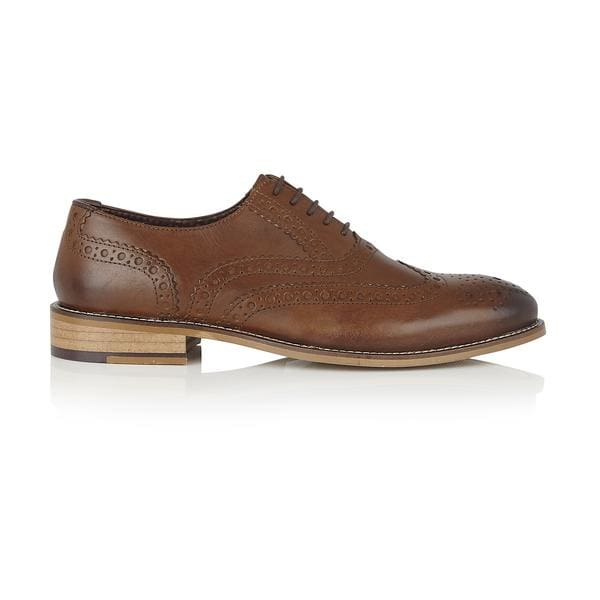 London Brogues Gatsby Leather Brogue Chestnut Men's Dress Shoes - Classic Oxford Style for Formal Wear & Business Attire
