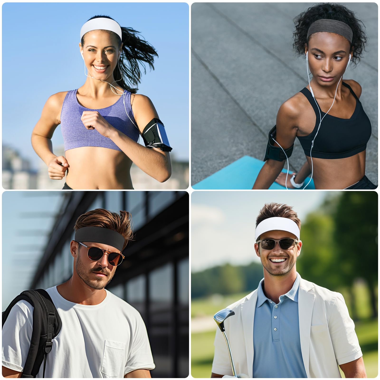 8 Pack Non-Slip Sports Headbands for Women - Soft Elastic Hair Bands for Workout, Yoga, Running & Active Lifestyle - Stay Secure During Exercise & Daily Activities