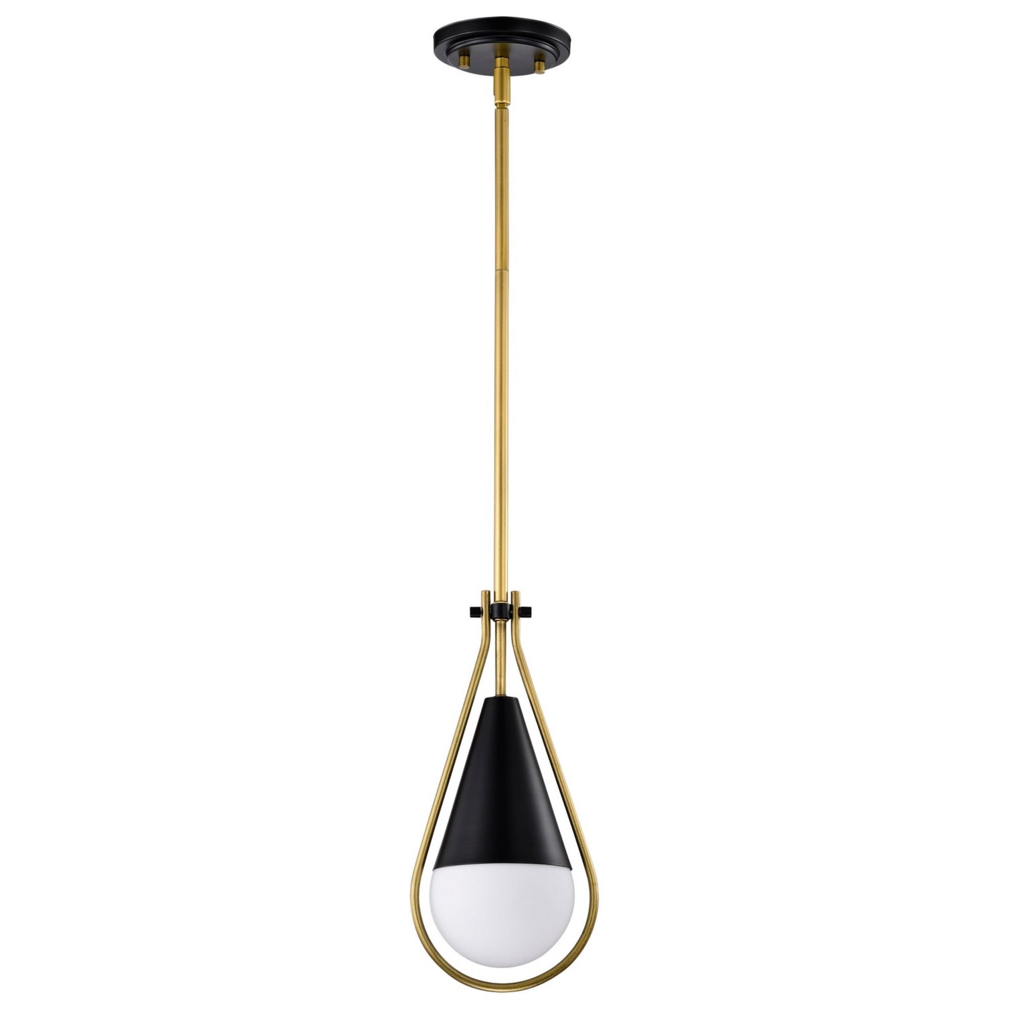 Admiral 1 Light Pendant Light with White Opal Glass - Modern Ceiling Fixture for Kitchen Island, Dining Room & Bedroom Lighting