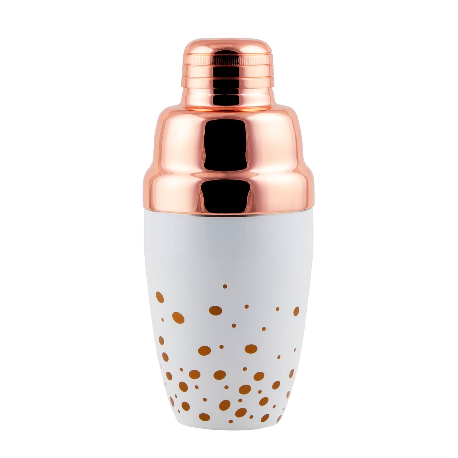 BarConic® Premium 3-Piece Cocktail Shaker Set with Polka Dot Design & Rose Gold Lid - Perfect for Home Bars, Mixology, and Party Drink Making