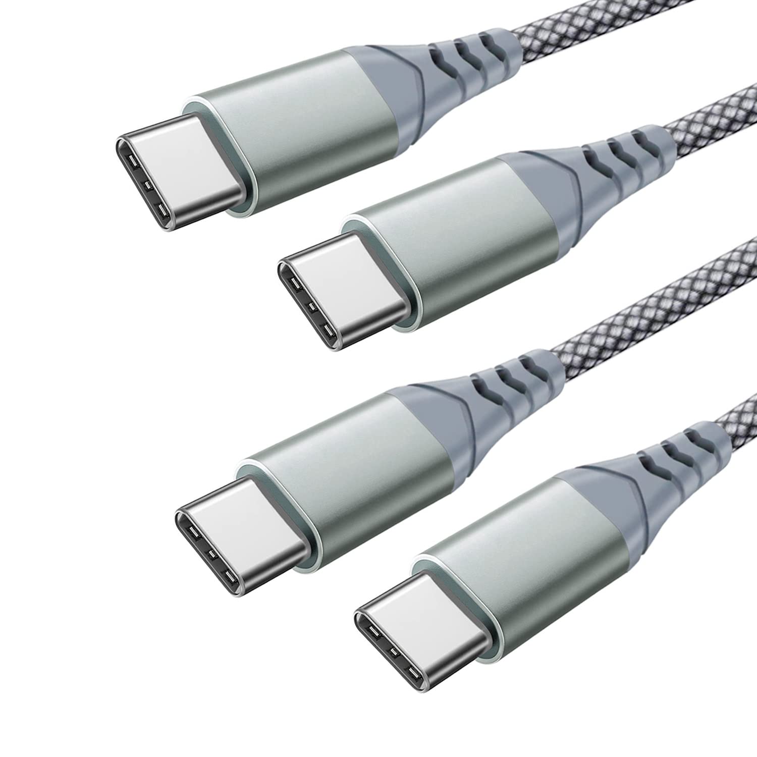 60W USB C to USB C Fast Charging Cable [2-Pack 5ft] - Compatible with Samsung Galaxy S21/S20/Note 20, iPad Pro/Air/Mini, MacBook Air - High-Speed Type C Charger Cord for Phones, Tablets & Laptops (Pixel Grey)