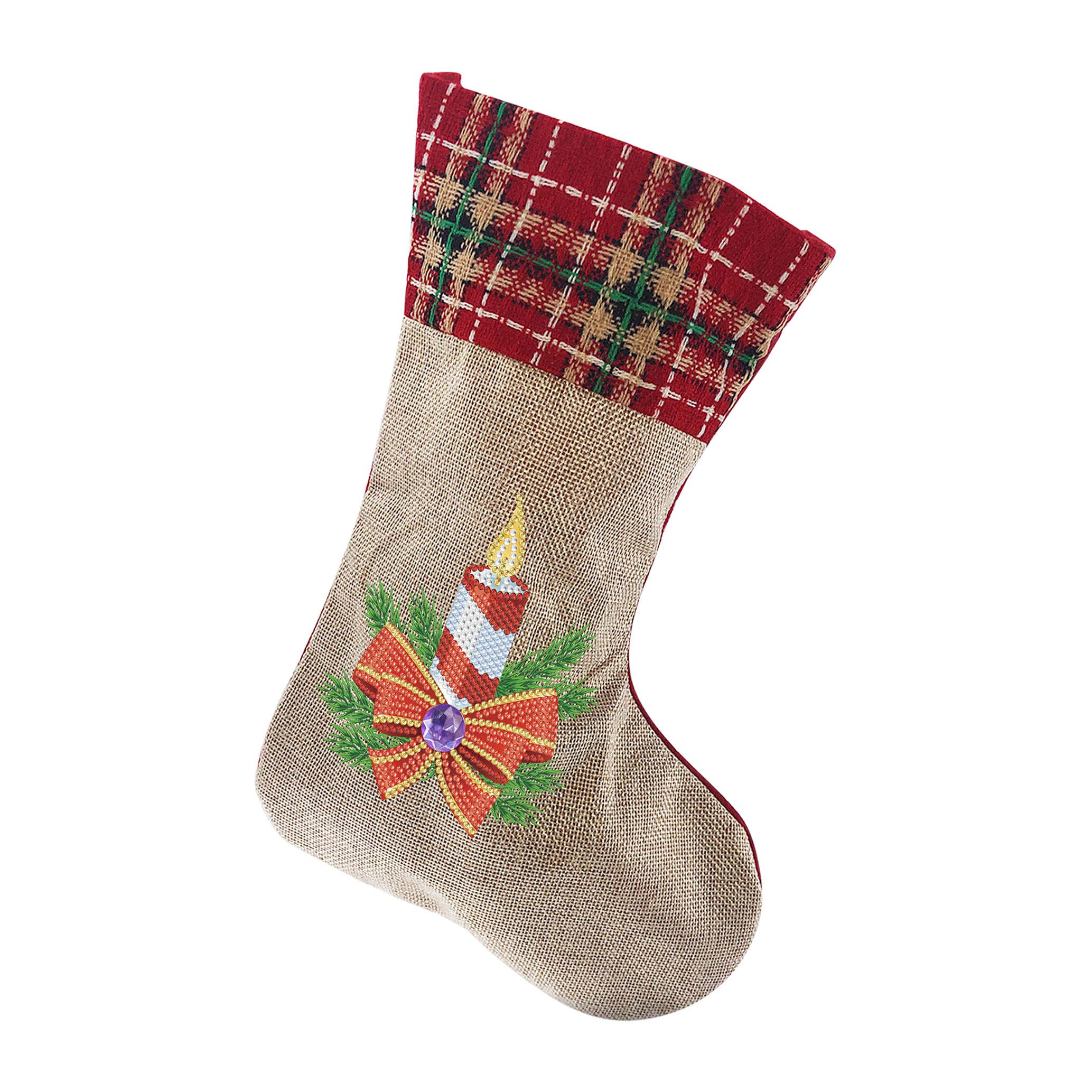 5D Diamond Painting Christmas Stockings Kit - DIY 14 Inch Holiday Candle Candy Bag for Fireplace Decor, Family Xmas Party & Home Decoration | Perfect for Gift Wrapping, Tree Ornaments and Festive Seasonal Decor