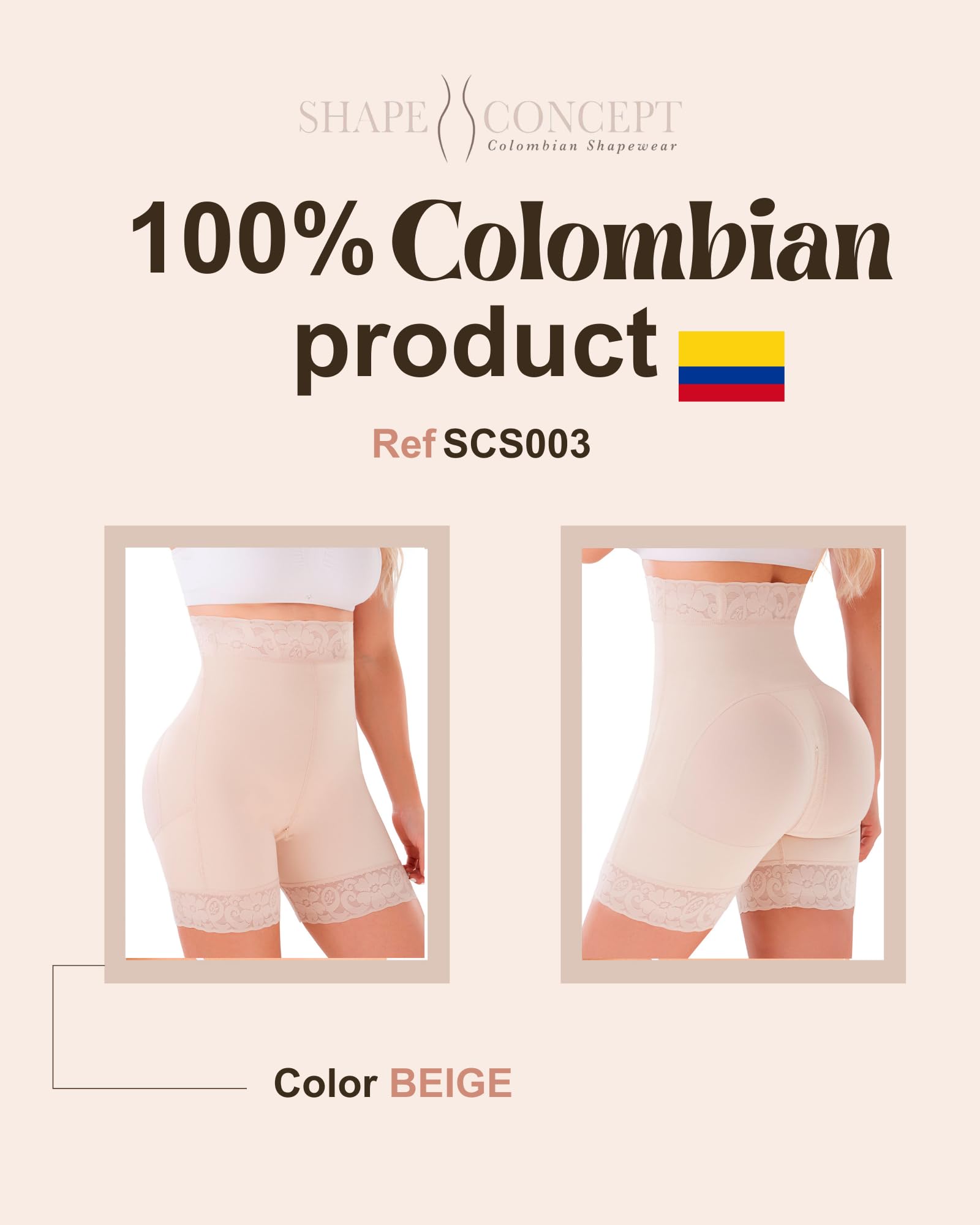 SHAPE CONCEPT Butt Lifting Shorts for Women - High Compression Shapewear with Butt Enhancement & Tummy Control - Perfect for Workouts, Body Shaping & Everyday Wear
