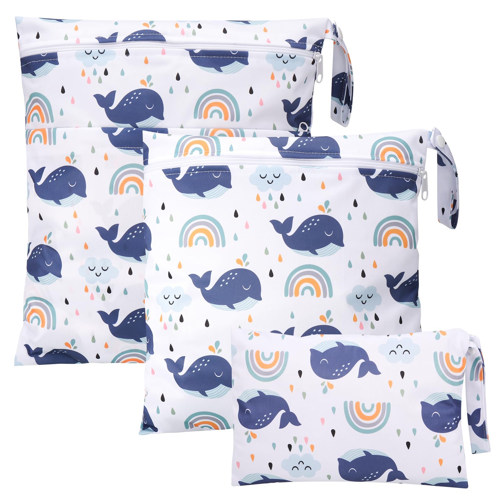 Yimomoyi 3-Pack Waterproof Wet Dry Bags with Zipper - Reusable Swim Diaper Bag for Baby, Gym, Travel & Beach | Perfect for Pool, Workout & Nappy Storage