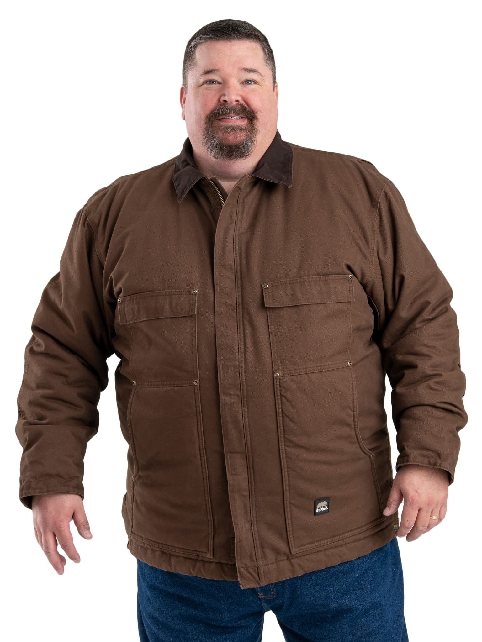 Berne Men's Original Washed Chore Coat - Durable Work Jacket for Outdoor Activities, Farming & Casual Wear | Heavy Duty Cotton Twill with Button Front & Chest Pockets