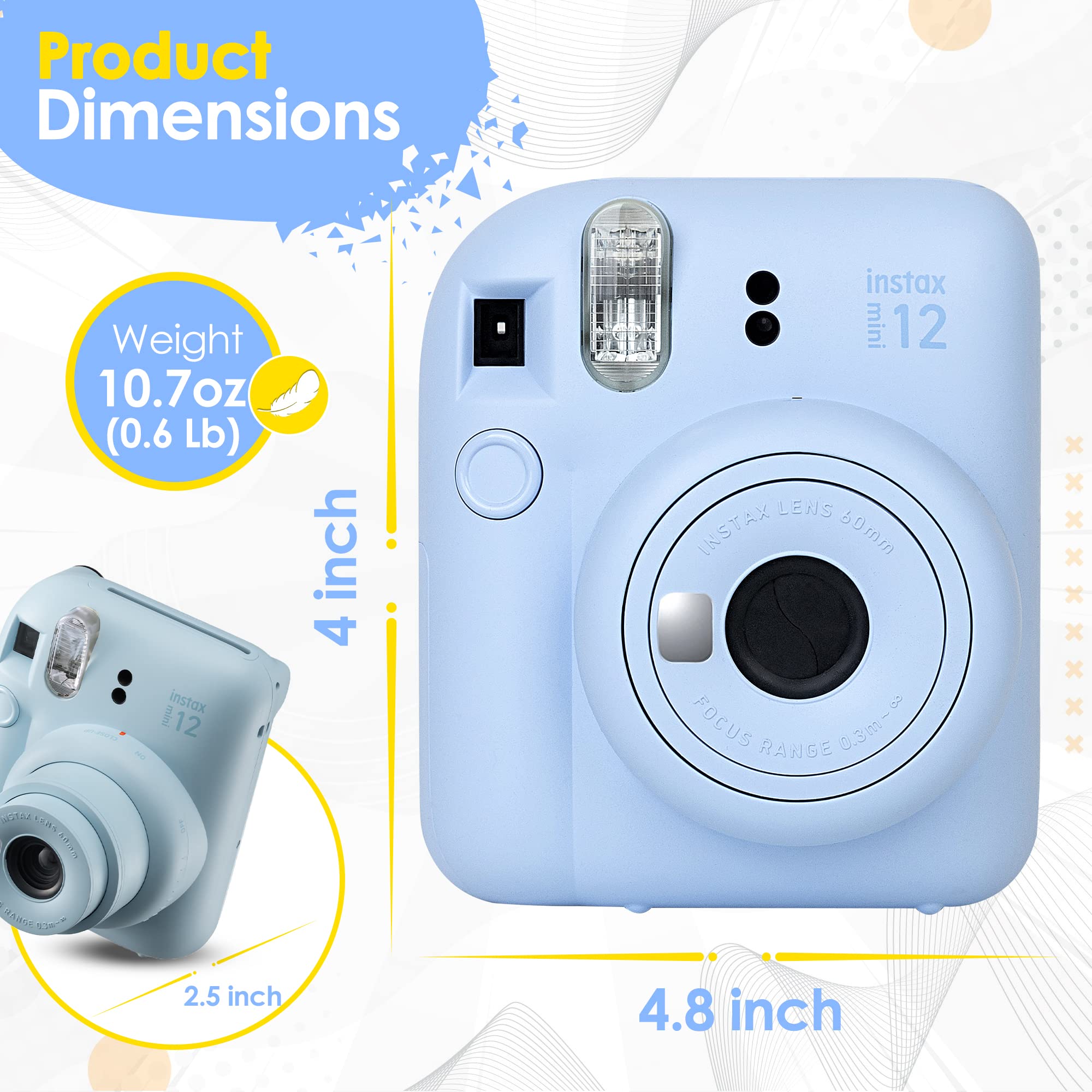 Fujifilm Instax Mini 12 Instant Camera Bundle with 60 Sheets Mini Film, Carrying Case, Photo Album & Stickers - Mint Green | Perfect for Travel, Parties, Weddings & DIY Scrapbooking