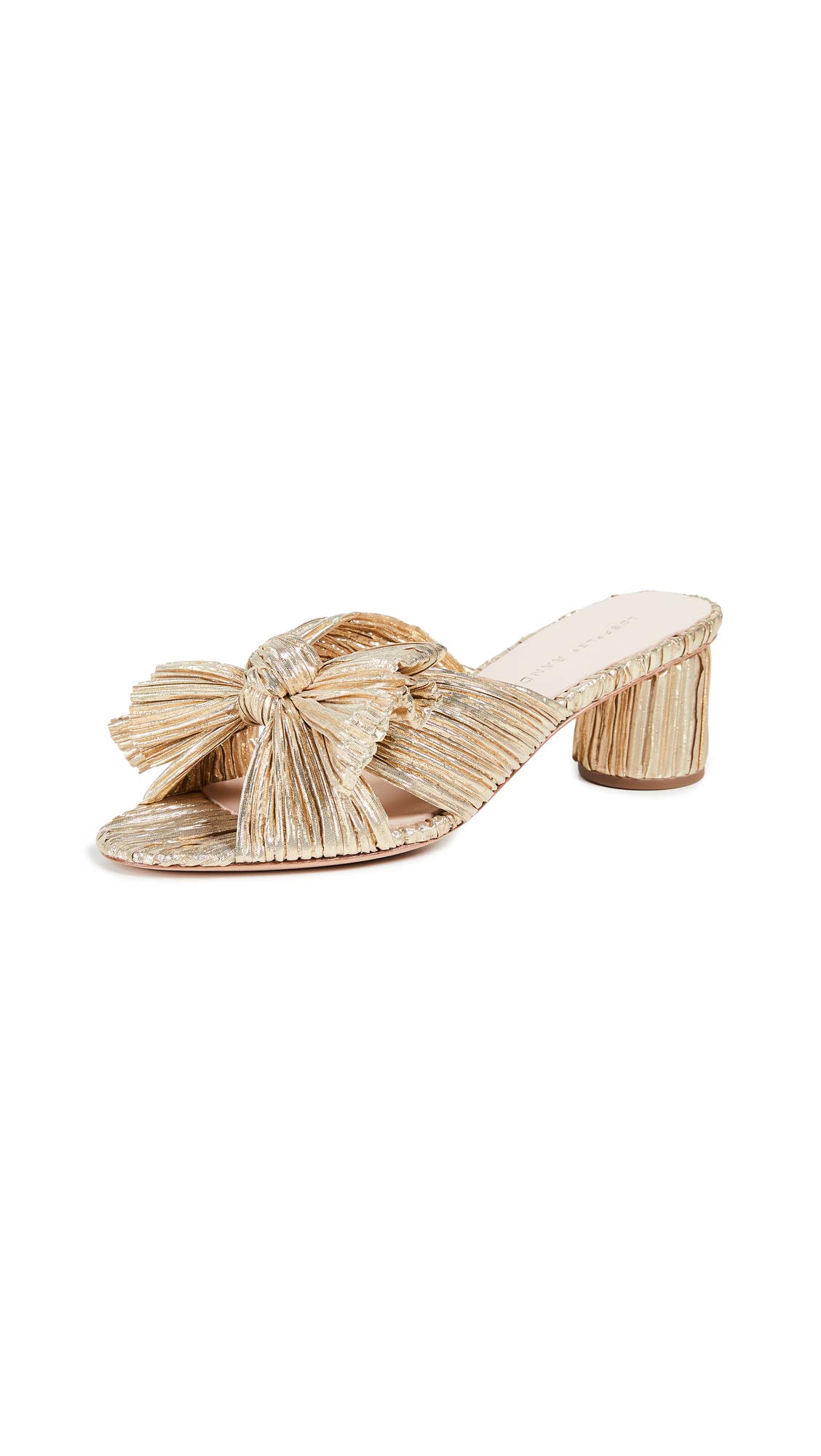 Loeffler Randall Women's Emilia Pleated Bow Sandals - Comfortable Summer Dressy Flat Sandals for Weddings, Parties & Beach Vacations