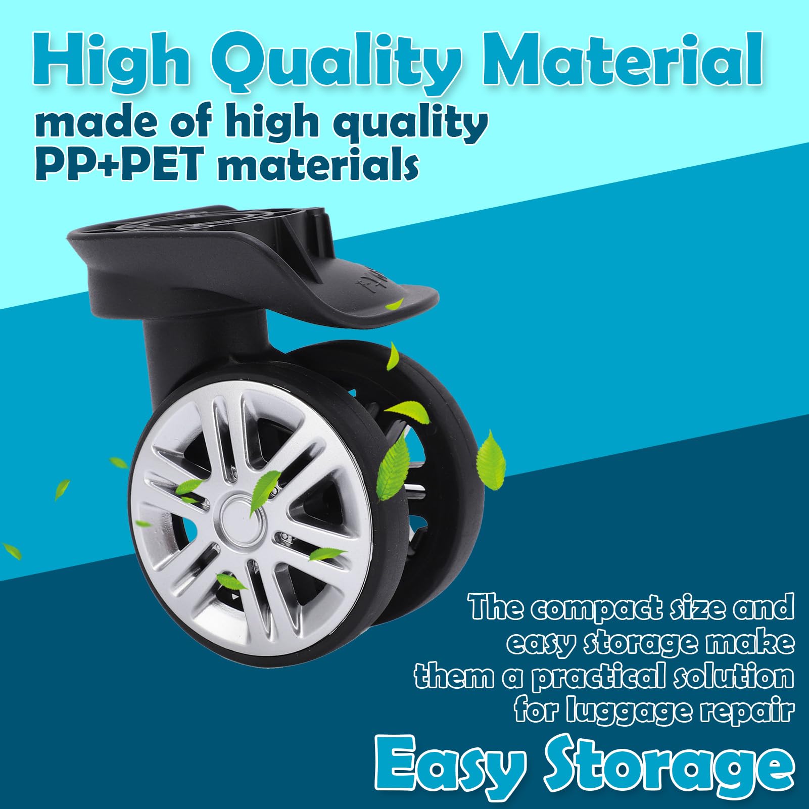 1 Pair Heavy Duty Luggage Replacement Wheels - Double Row Suitcase Casters for Trolley Bags & Travel Cases (Non-Universal) | Durable Spare Parts for Broken Suitcase Wheels - Perfect for Business Travel, Vacation Luggage & Airport Use