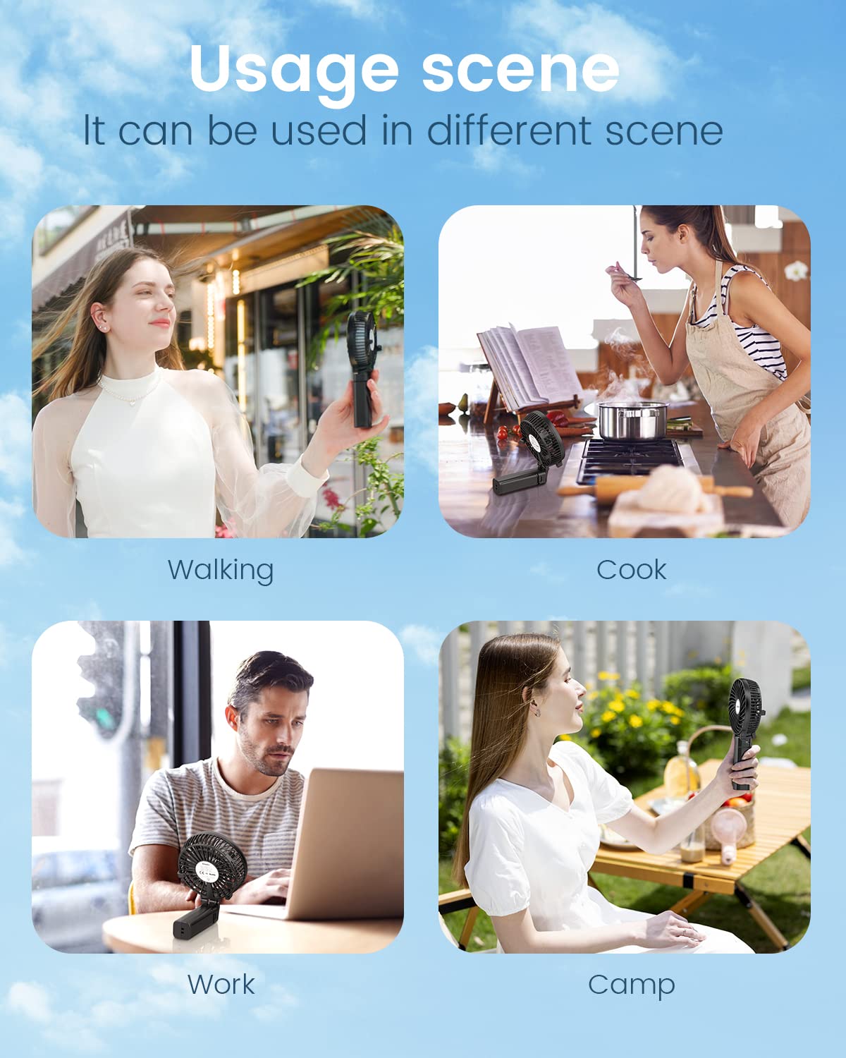 EasyAcc Mini Handheld Fan - Portable USB Rechargeable Personal Desk Fan with 3 Speeds & 10H Battery Life, Compact Folding Design for Travel, Outdoor, Office, Home - Stay Cool Anywhere!
