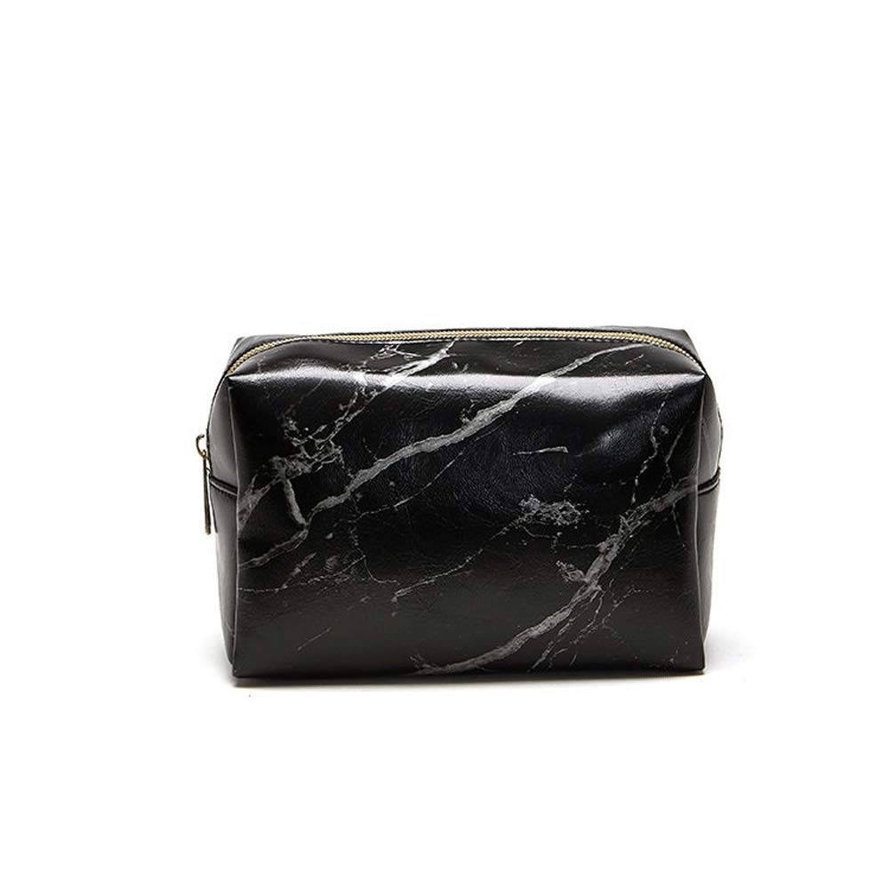 Waterproof Marble Makeup Bag for Travel & Toiletries - Black | Women & Men