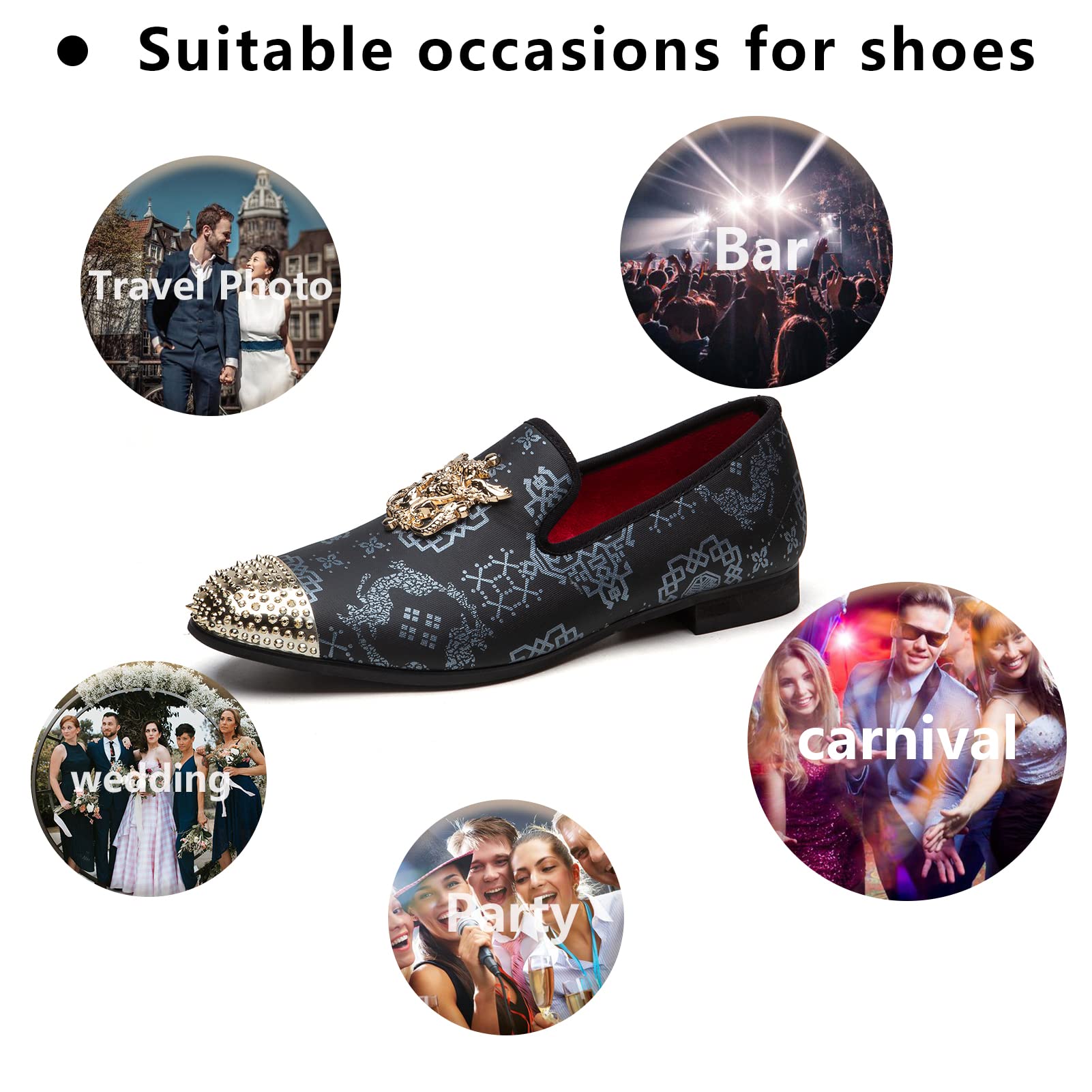 Meijiana Men's Velvet Loafers - Luxury Dress Shoes with Metal Embellishments for Wedding, Party & Formal Events - Comfortable Slip-On Loafers for Business & Evening Occasions