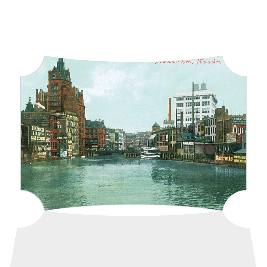 Milwaukee River Wall Art - Horizontal Home Decor Sign with Berlin Shape Frame 18x12 Inches - Perfect for Living Room, Bedroom & Office Decor