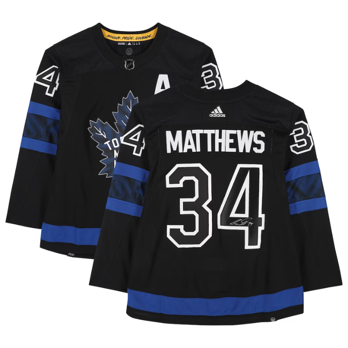Auston Matthews Toronto Maple Leafs Autographed Jersey - Adidas Authentic NHL Hockey Jersey - Signed Alternate Black Jersey for Collectors & Sports Fans - Perfect for Game Day, Memorabilia Display & Gift Giving