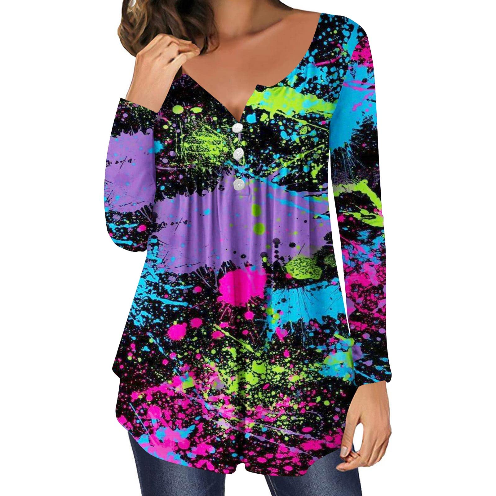Women's Pumpkin Print Waffle Knit Batwing Sleeve Blouse - Casual Long Sleeve Tunic Sweatshirt Top for Fall Fashion | Perfect for Autumn Outfits, Thanksgiving Gatherings & Cozy Seasonal Style