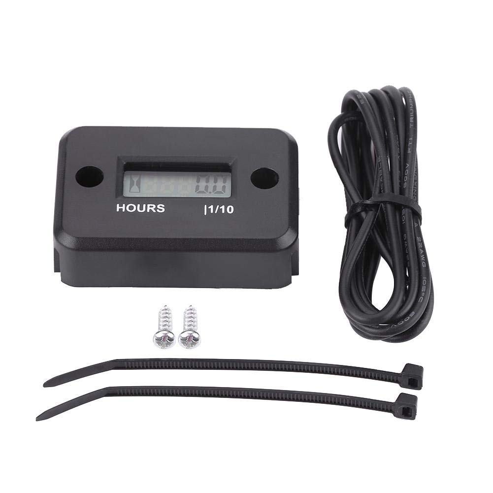 Pasamer Digital Hour Meter Gauge Timer - Universal Engine Usage Monitor for Gasoline Engines, Racing Motorcycles, ATVs & Lawn Mowers (Black) | Track Engine Hours & Maintenance Intervals for Optimal Performance