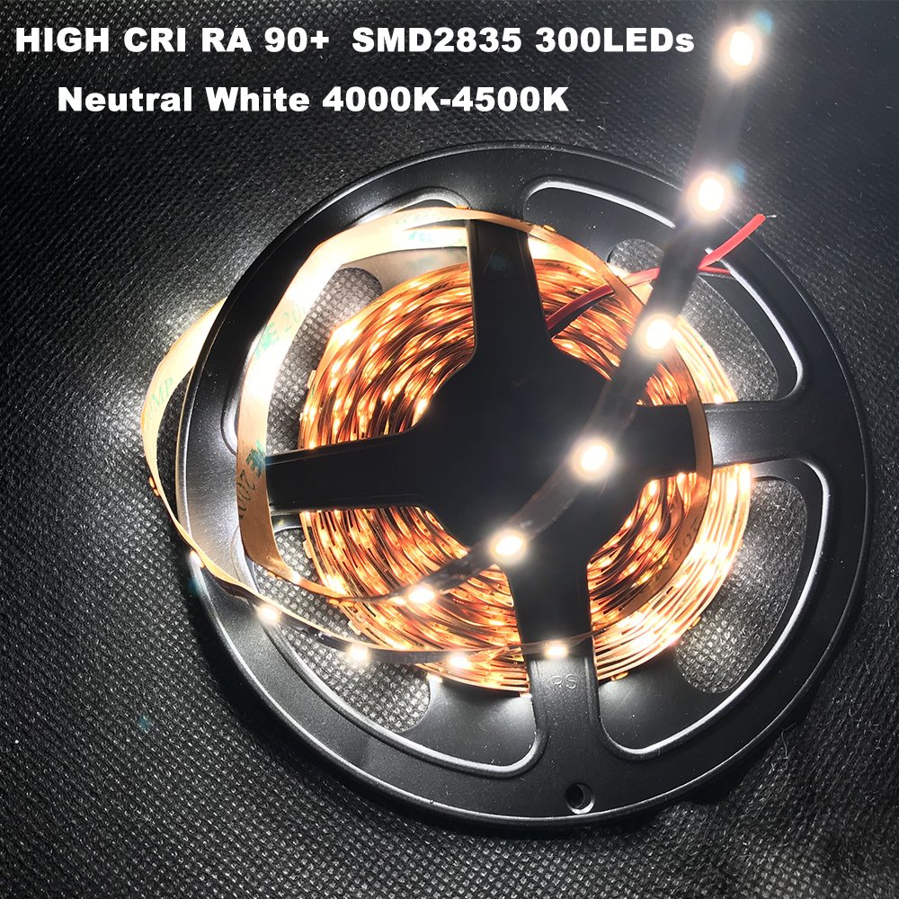 MARSWALLED DIY LED Strip Lights 5M, High CRI 90+ SMD2835, Neutral White 4000K-4500K, Non-Waterproof U-Home LED Light Strips for DIY Photography, Room Decor, Kitchen Under Cabinet Lighting, Bedroom Ambience, and LED Panel Light Projects
