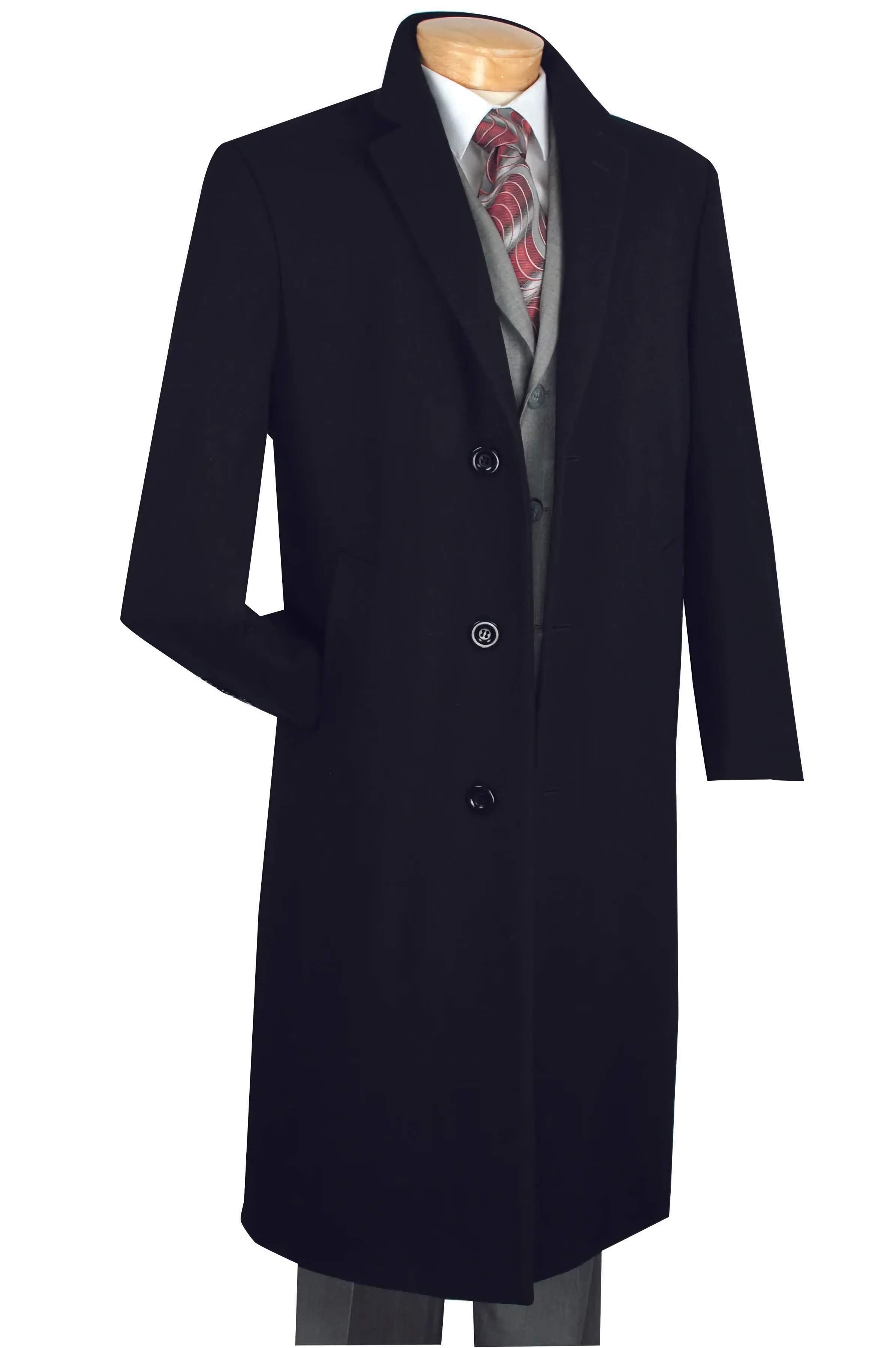Milano Collection Men's Winter Fall Dress Top Coat - 48 Long Black | Formal Outerwear for Business & Special Occasions