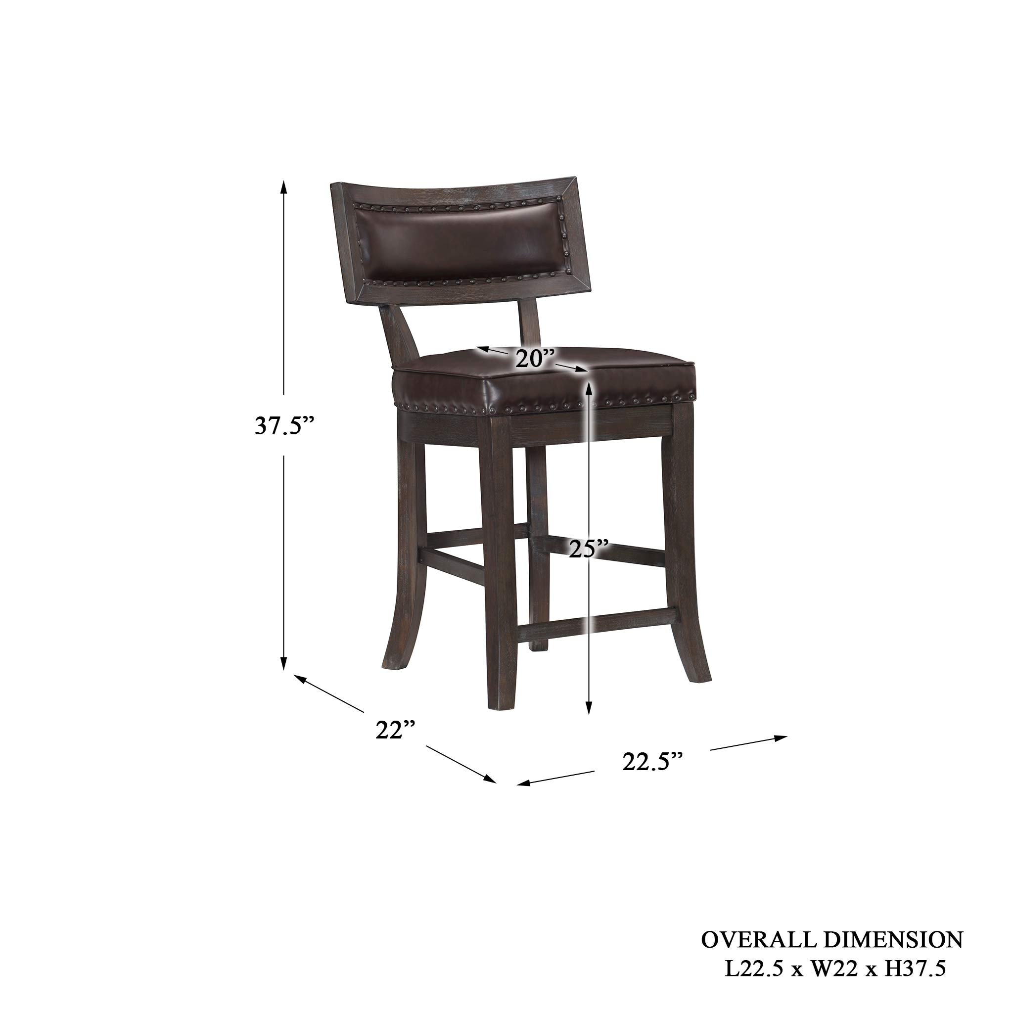 Homelegance Oxton 2-Piece Set Counter Height Bar Stools - Cherry Wood Finish - Perfect for Kitchen Islands, Breakfast Nooks & Small Dining Spaces