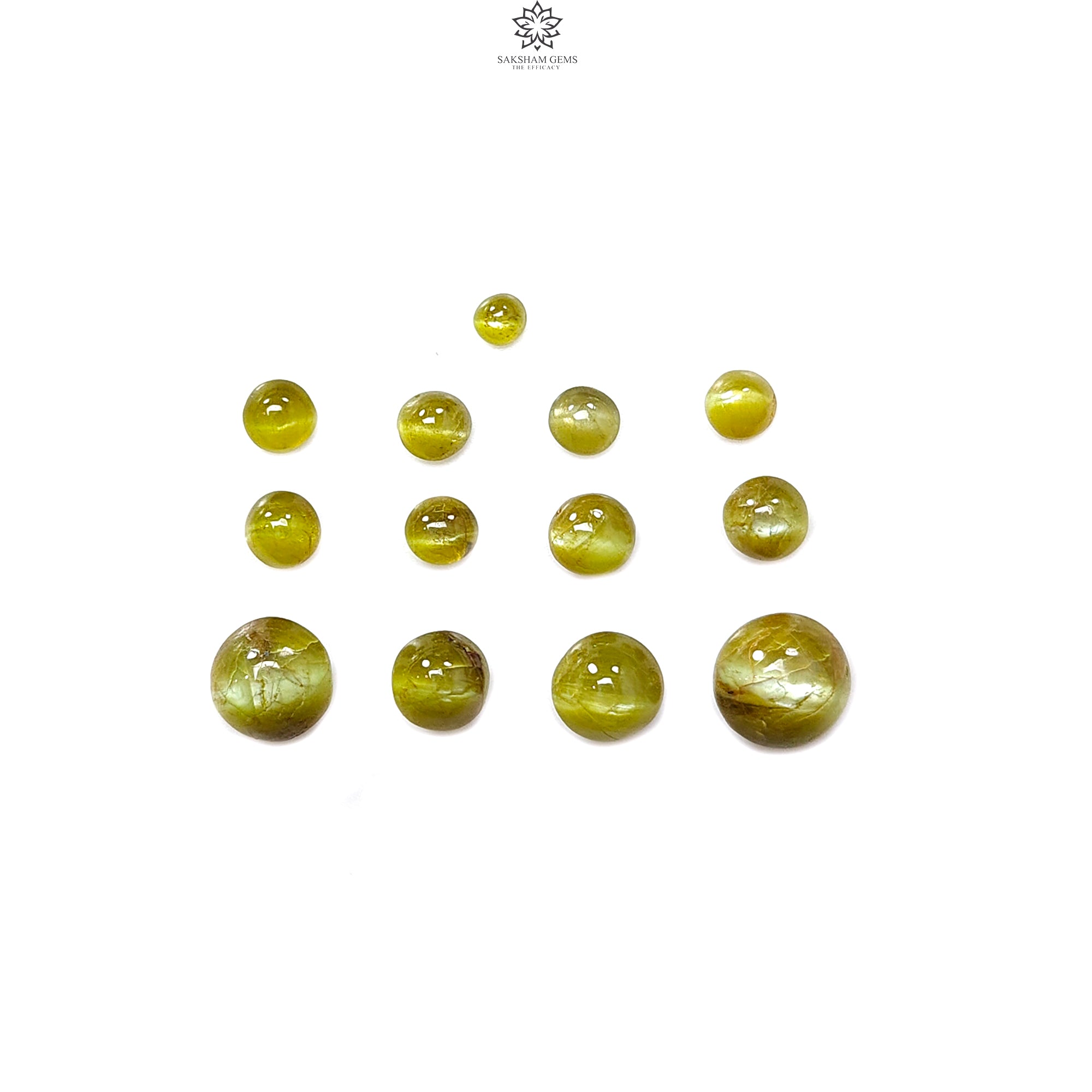 Natural Chrysoberyl Cat's Eye Gemstone Cabochons - Untreated, Unheated Round Shape (12pcs/13pcs Lots) - June Birthstone for Jewelry Making - Perfect for Rings, Pendants & Healing Crystal Collections