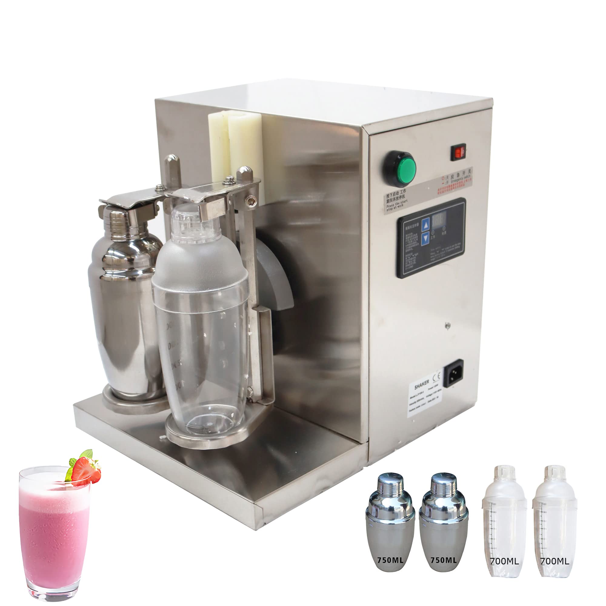 INTSUPERMAI Electric Bubble Boba Milk Tea Shaker - Double Cup Commercial Tea Mixer with 1-120s Timer, 110V for Milk Tea, Juice & Cocktail Mixing - Perfect for Tea Shops, Cafes & Home Bar Use