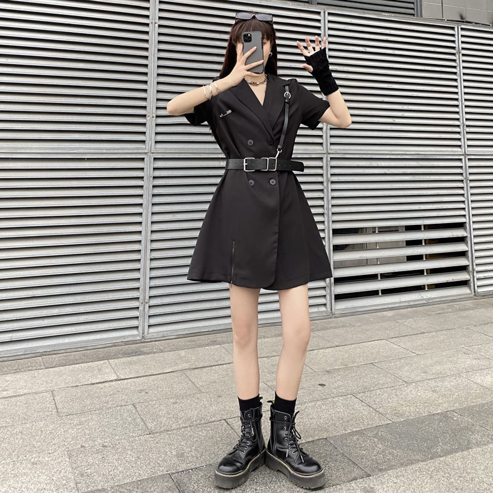 Gothic Punk Dress for Women - Harajuku & College Style Black Lace Dress | Perfect for Cosplay, Halloween, and Alternative Fashion Outfits