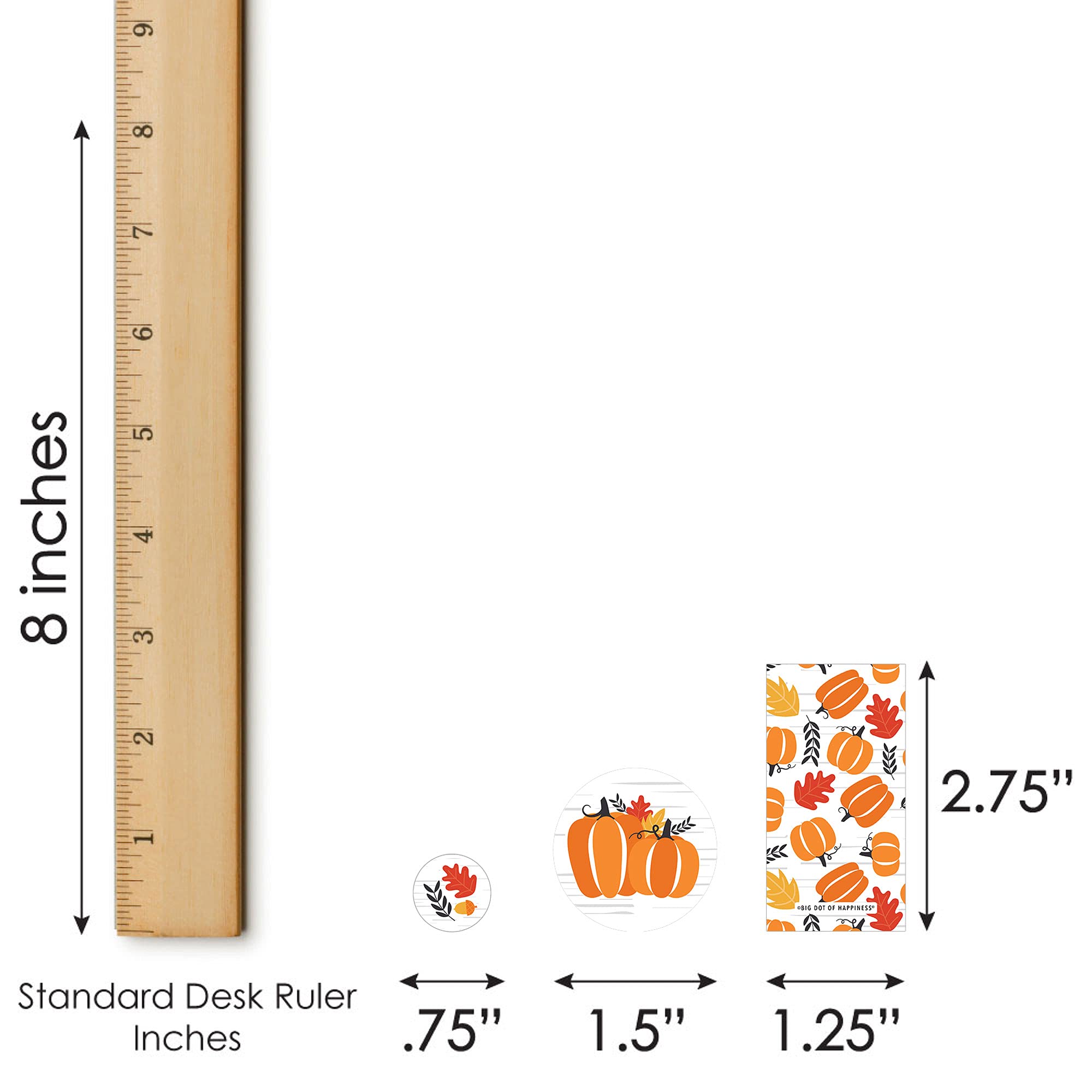 Big Dot of Happiness Fall Pumpkin Candy Bar Wrappers & Stickers Kit - 304pcs Halloween Thanksgiving Party Favors for Treat Bags, Classroom Rewards, Autumn Festivities